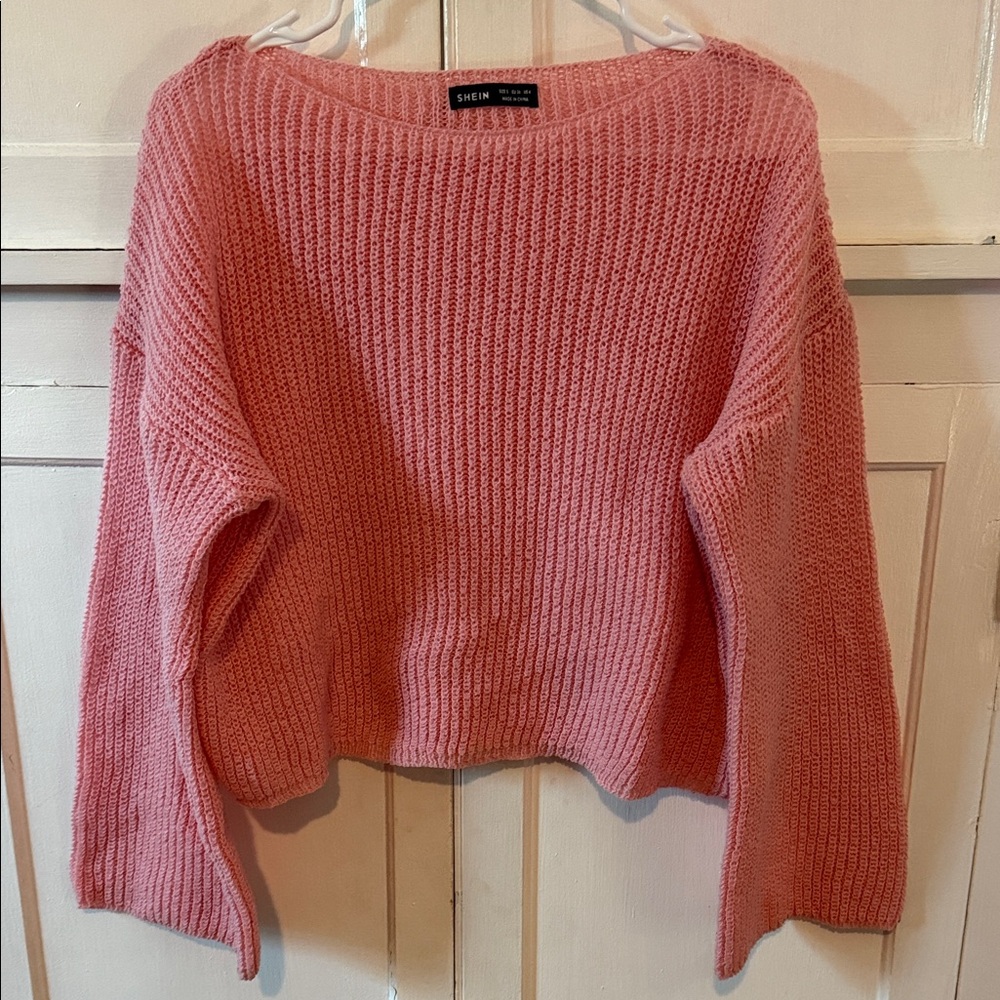 SHEIN Ribbed Knit Pink Sweater